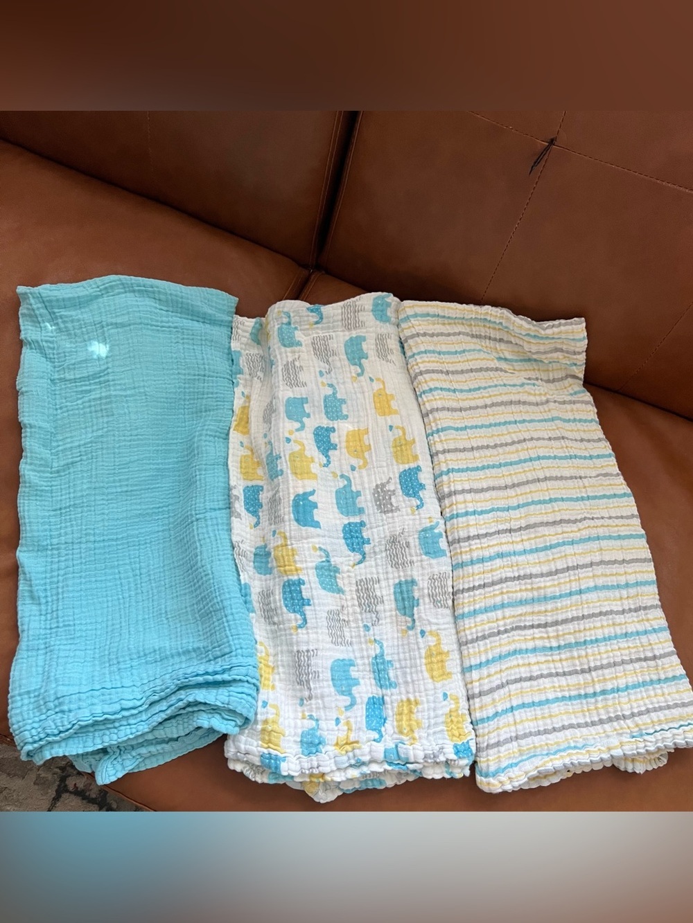 Set of 3 Little Journey Infant Toddler Muslin Swaddle Blankets Cotton 34”by 40”